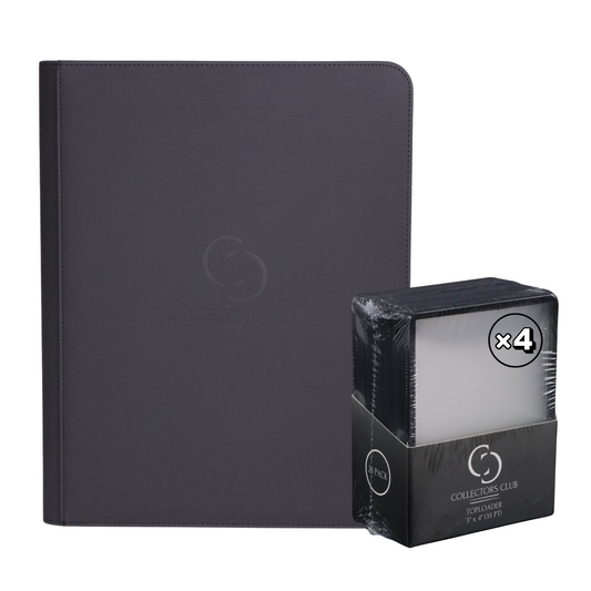 Carpeta Toploader 9 Espacios + x4 Toploader Borde Negro (25u)